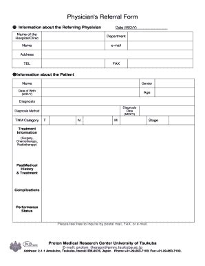 Fillable Online S Hosp Tsukuba Ac Physician039s Referral Form Fax Email