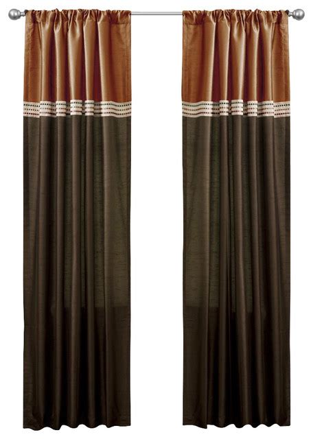 Terra Brownrust Window Curtain Set Of 2 Contemporary Curtains