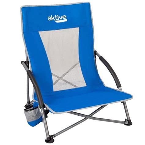 Silla De Playa Plegable Asiento Bajo Aktive Acero Rejilla Y Poli Ster