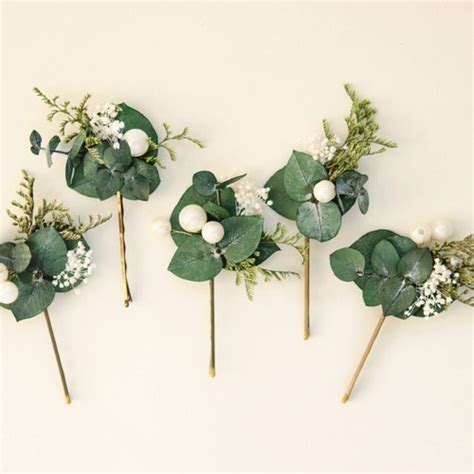 Greenery Flower Bobby Pins Wedding Hair Eucalyptus - Etsy