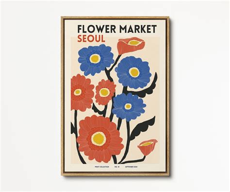 Southandart Modern Wall Art Print, Flower Market Framed Canvas Art Print With Hanging Kit - Etsy