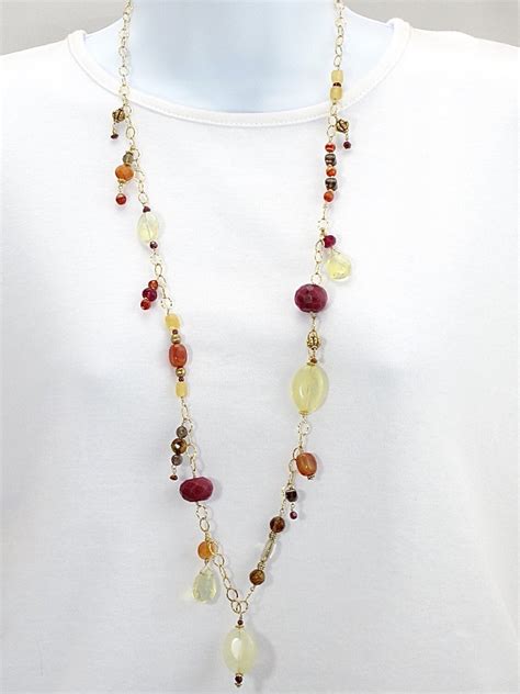 Crazy Multi Colored Gemstone Necklace Many Colored Gold Etsy