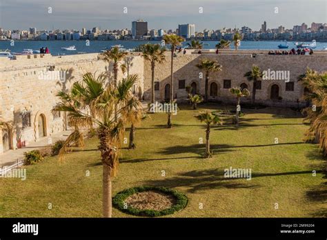 Courtyard Of The Citadel Of Qaitbay Fort Of Qaitbey In Alexandria