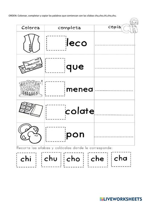 Silaba Ch Interactive Worksheet Handwriting Worksheets Learning