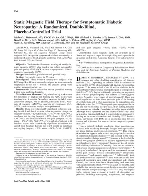 Pdf Static Magnetic Field Therapy For Symptomatic Diabetic Neuropathy