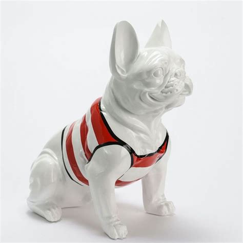 Life Size French Bulldog Ornament Red Stripe Garden Statue