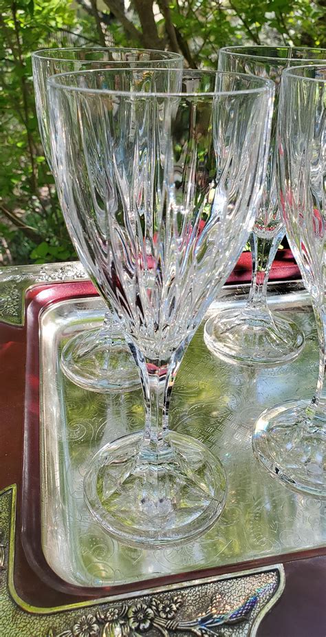 Godinger Ingrid Water Goblet Glasses 8 1 8 Vintage Crystal Blown Set 6 Etsy