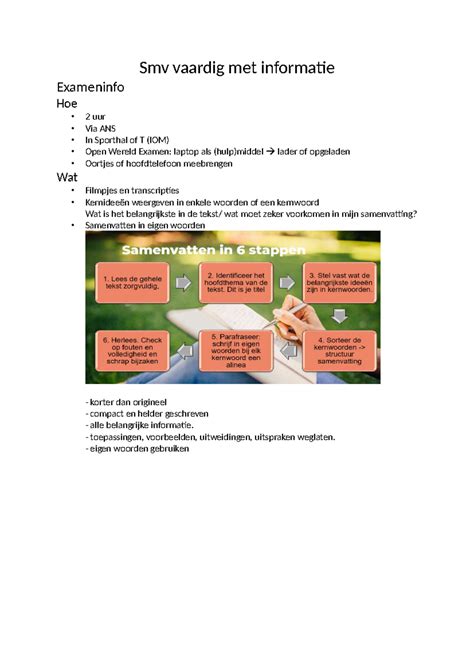 Smv Vaardig Met Informatie Smv Vaardig Met Informatie Exameninfo Hoe