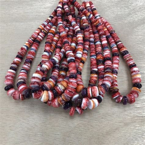 Spiny Oyster Shell Mix Color Graduated Rondelle Bead Strand 8 16mm