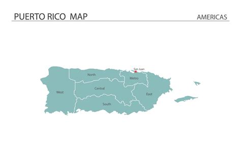 Puerto Rico map vector on white background. Map have all province and mark the capital city of ...