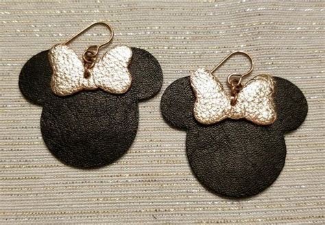 Mouse Inspired Minnie Mickey Earrings Leather Disney Trip Etsy