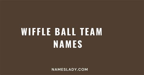 Cool And Funny Wiffle Ball Team Names Names Lady