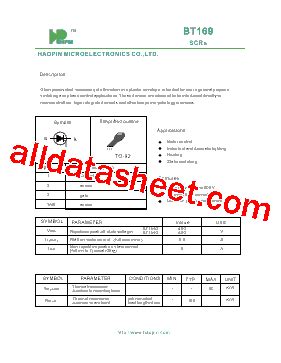 BT169G Datasheet(PDF) - HAOPIN MICROELECTRONICS CO.,LTD