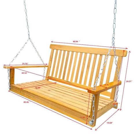 Person Wood Porch Swing In Teak With Hanging Chains St B The