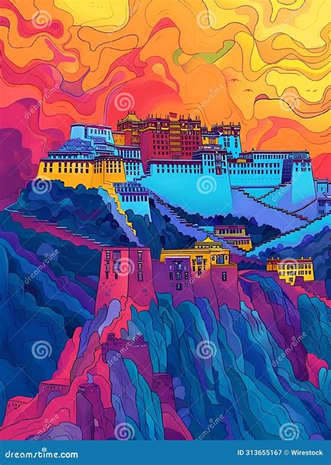 Rainbow Colored Potala Palace Stock Image 313655167
