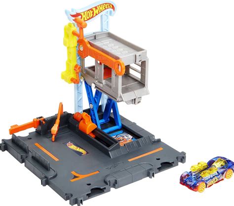 Hot Wheels City Downtown Garage Service Launch Playset With Repair Station Toy Car