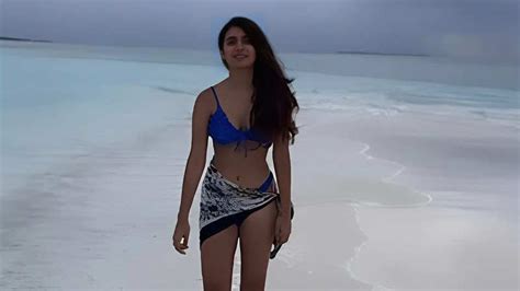 Priya Prakash Varrier Looks Smoking Hot In Blue Bikini As She Chills In