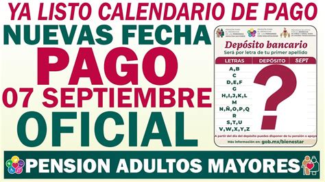 De Septiembre Pago Aviso Para El Pago De Tu Pension Bienestar De