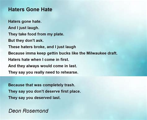 Haters Poems That Rhyme