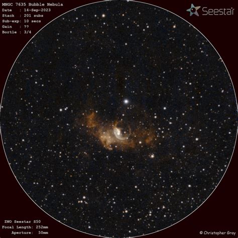 NGC7635 HA OIII Telescope View Seestar Images Photo Gallery