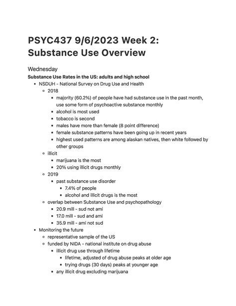 Psyc437 962023 Week 2 Substance Use Overview Psyc 437 9 6 2023 Week 2 Substance Use Overview