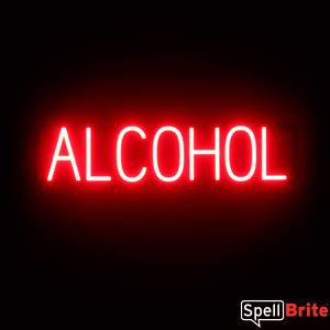 Red LED ALCOHOL Sign, Neon Sign Look with LED Lights