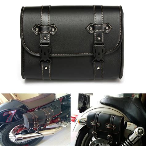 Universal Motorcycle Saddle PU Leather Saddlebag Side Bag Storage Tool