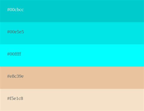 Paleta de cores ciano Códigos esquemas e combinações