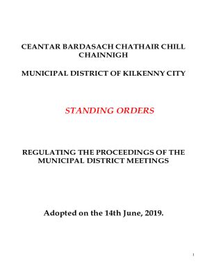 Fillable Online STANDING ORDERS Kilkenny County Council Fax Email