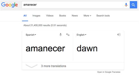 Google now shows automatic translation in search results for some words