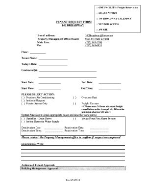 Fillable Online Tenant Request Form Broadway S Tenant Portal Fax