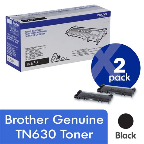 Brother Genuine Tn630 2 Pack Standard Yield Black Toner Cartridge