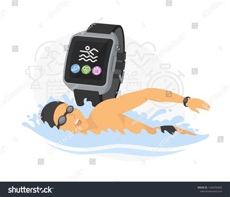 Swimming Modern Colorful Vector Cartoon Character Stock Vector Royalty Free 1209256645