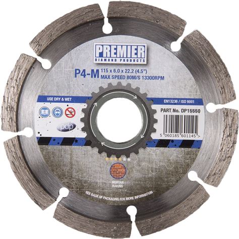 Premier Diamond DP15550 P4 M Blade For Mortar Raking Silver 115 X 6 X