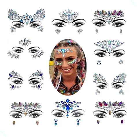 Kit Cartelas De Adesivos Strass Maquiagem Carnaval Festas Frete Gr Tis