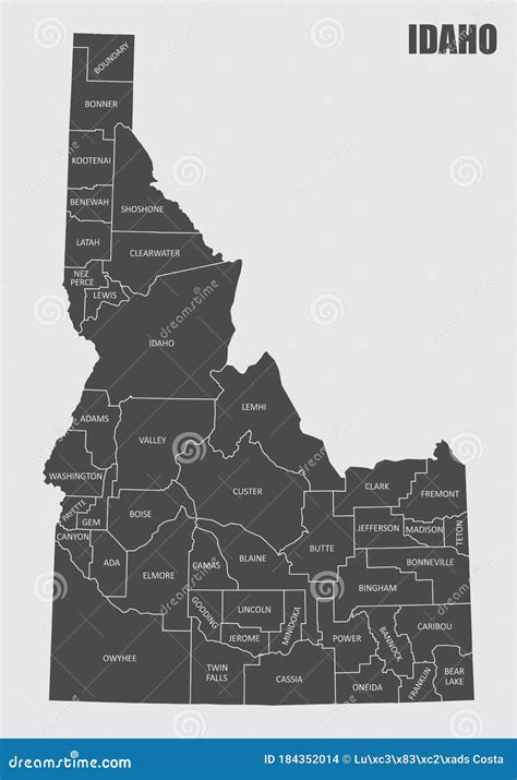 Idaho State Counties Map Stock Vector Illustration Of Isolated 184352014