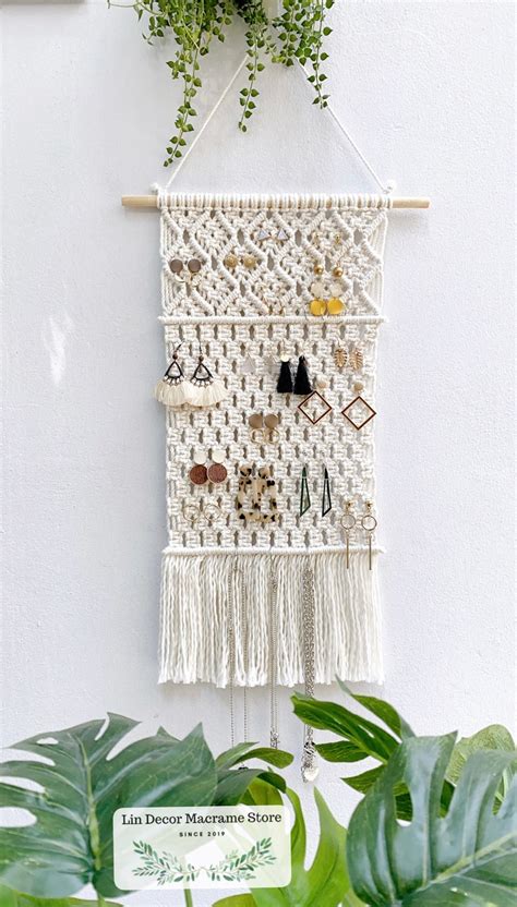 Macrame Jewelry Holder Boho Tapestry Earring Holder Jewelry Etsy