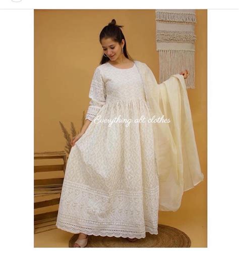 Detailed Chickankari Anarkali Suit Everything Abt Clothes
