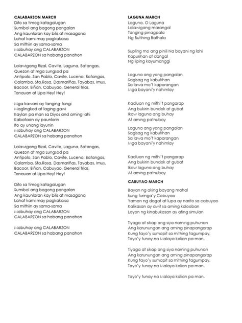 Calabarzon Lyrics | PDF