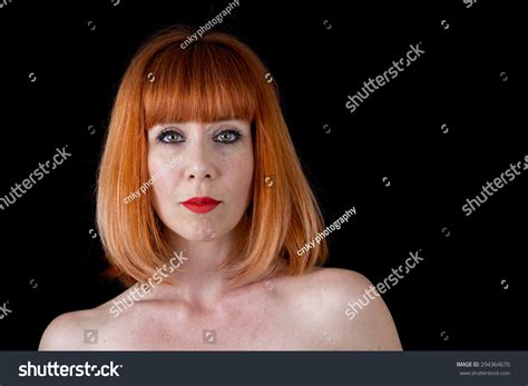 Woman Bright Red Hair Naked Shoulders Stock Photo Shutterstock