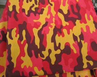 Orange camo fabric | Etsy