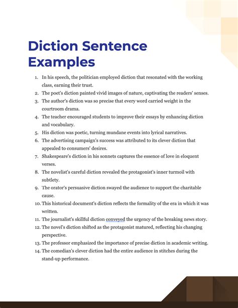 Diction Sentence - Examples