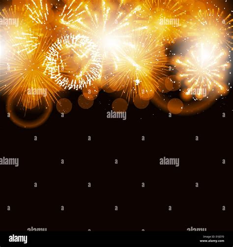 Vector Illustration Of Fireworks Salute On A Dark Background Stock