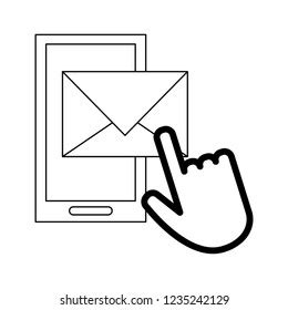 Smartphone Email Symbols Black White Stock Vector Royalty Free