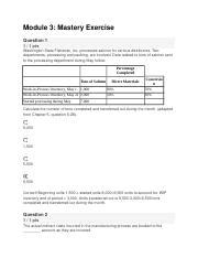 Module Mastery Exercises Manufacturing Process And Costing