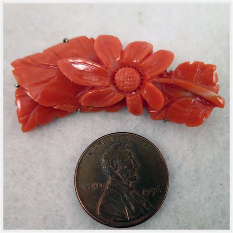 Vintage Coral Flower Brooch Virtu Doll Ruby Lane