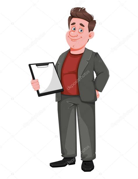 Cartoon Man With Clipboard Man Hold Checklist On Clipboard Vector