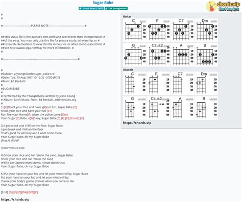 Chord Sugar Babe Tab Song Lyric Sheet Guitar Ukulele Chords Vip