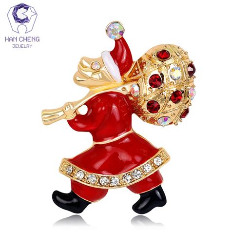 Han Cheng Fashion New Year Santa Claus Golden Glaze Rhinestone Crystal