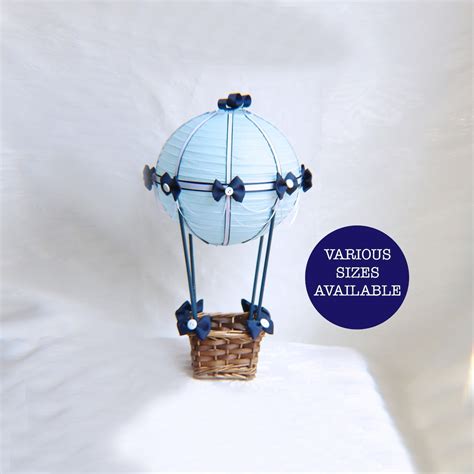 Hot Air Balloon Centerpiece Light Blue Navy And White Up Up And Away Baby Shower Baby Shower